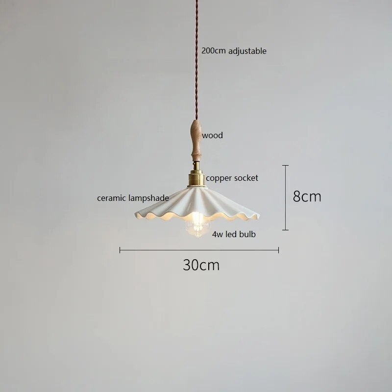 Suspension design led papillon céramique et bois - vue 9 sur 30