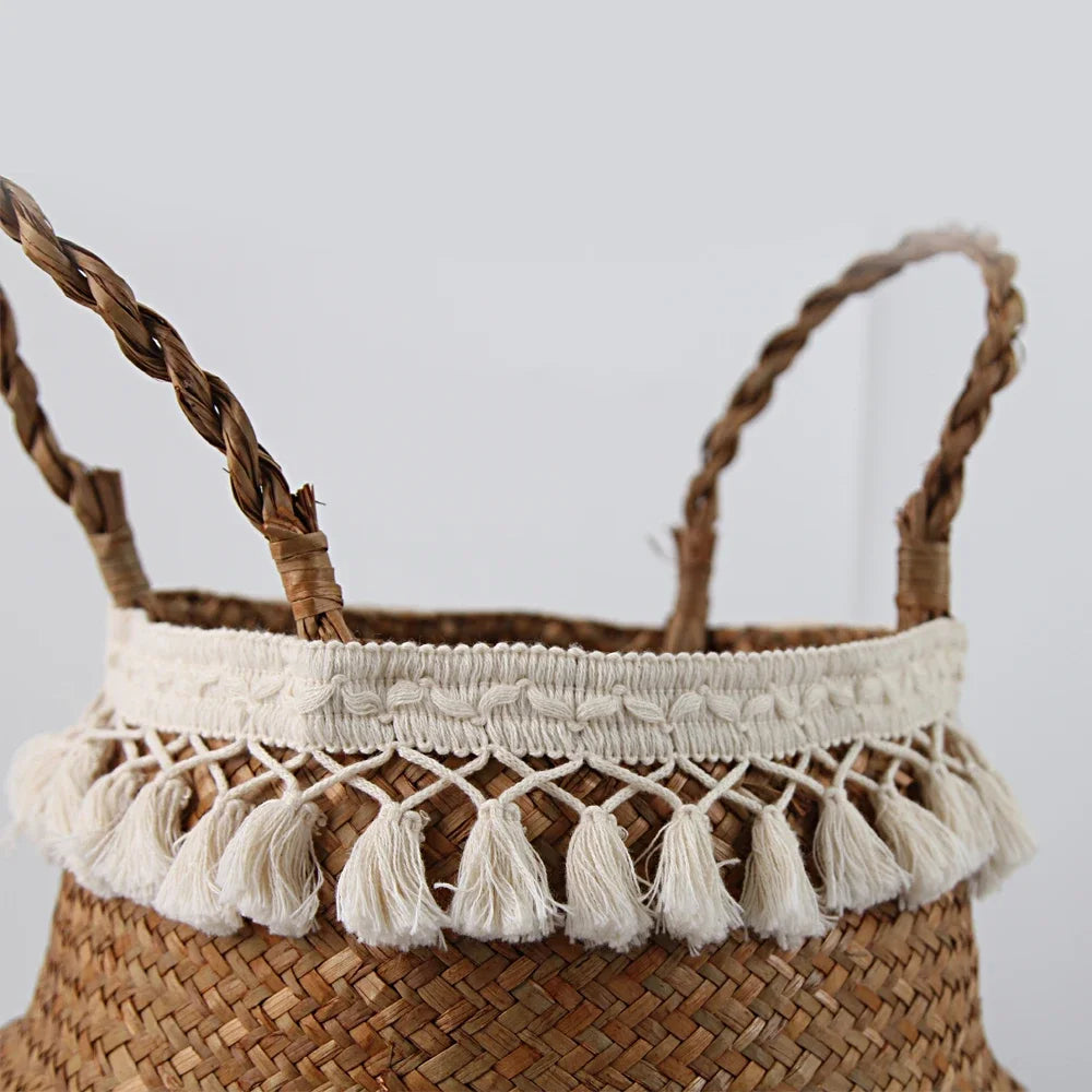 handwoven wicker foldable storage baskets - vue 7 sur 8