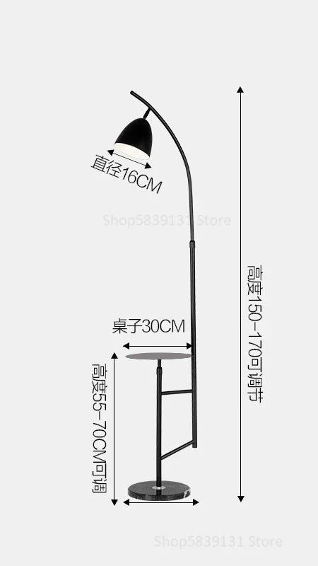 Nordic style iron and marble floor lamp - vue 10 sur 10