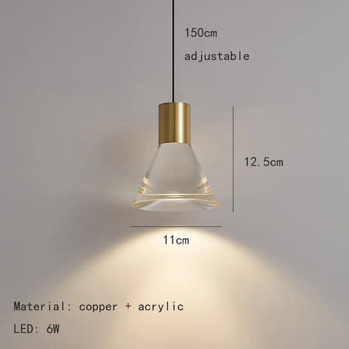 Transparent acrylic pendant light with natural adjustable cord - vue 10 sur 11