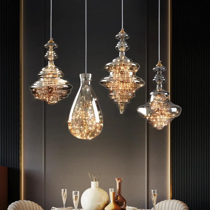Luxury glass and brass chandelier decorative starlight lighting