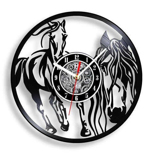 horse vinyl wall clock equestrian decoration handmade unique gift - vue 22 sur 22