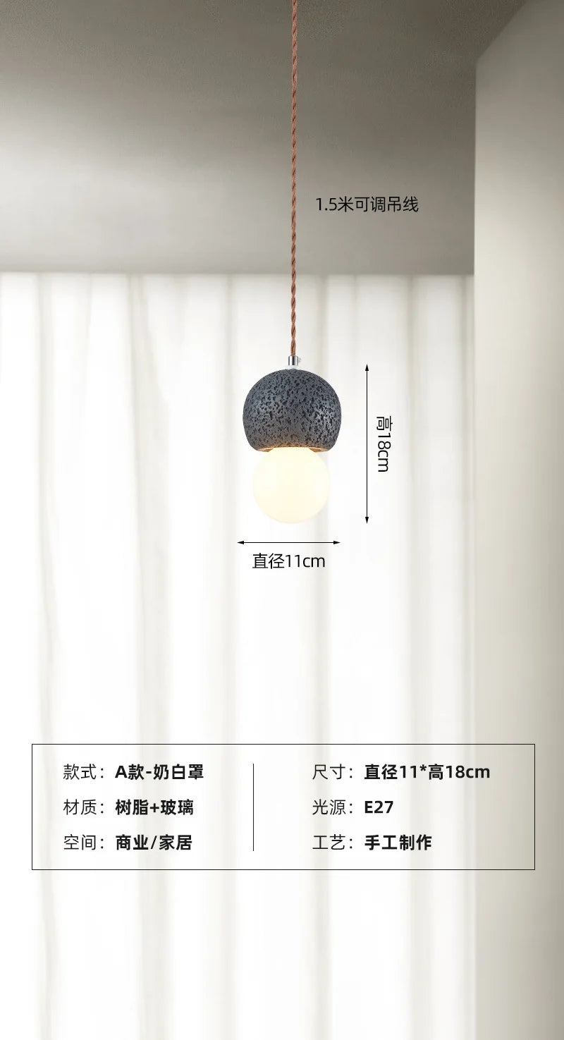 Wabi-sabi nordic pendant light creative interior fixture - vue 11 sur 12