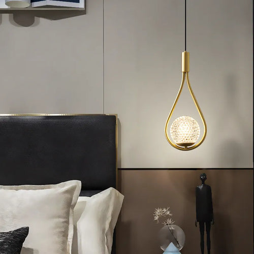 Glass ball pendant light for bedroom - vue 4 sur 8