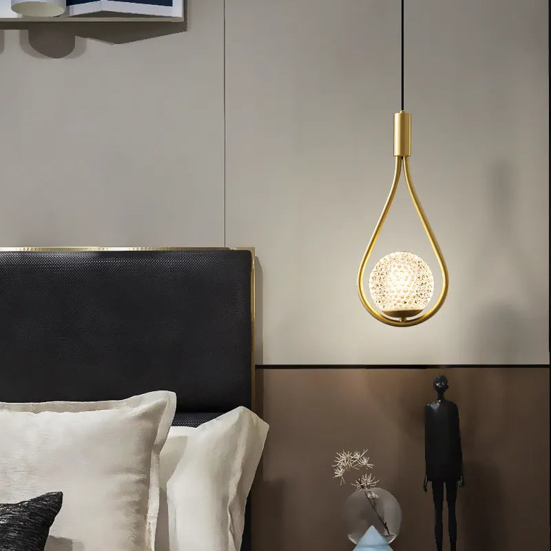 Glass ball pendant light for bedroom - vue 3 sur 8