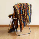 Boho checked woven throw with soft tassels