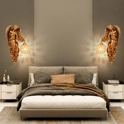 Modern Nordic LED wall light angel mermaid resin decor - vue 2 sur 9