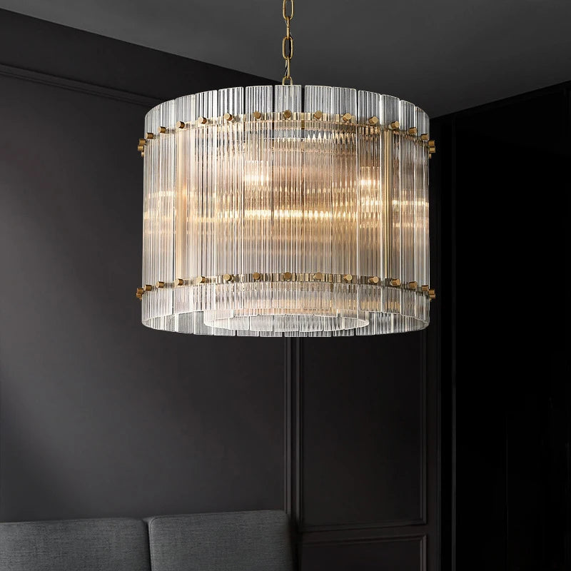 Luxury gold double ring crystal LED chandelier