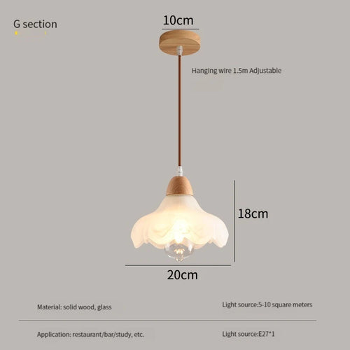 Modern nordic LED pendant chandelier in wood and glass - vue 10 sur 13