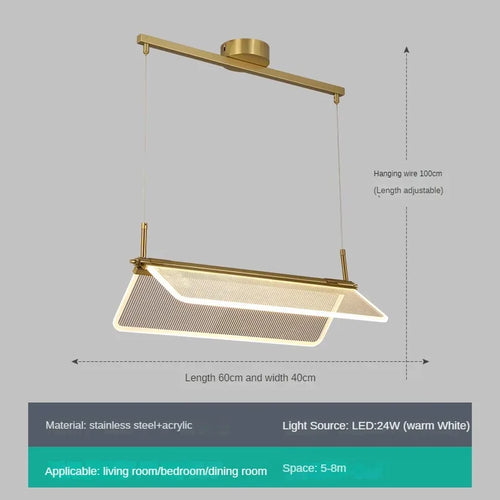 Adjustable rectangular acrylic chandelier for creative lighting - vue 9 sur 12