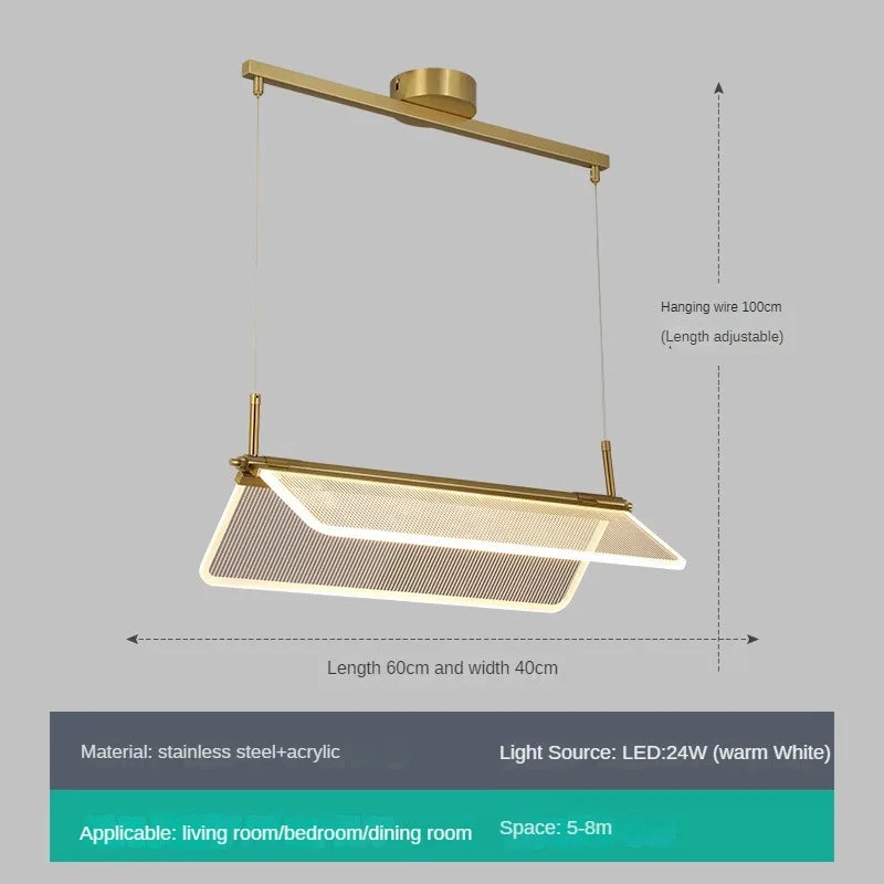 Adjustable rectangular acrylic chandelier for creative lighting - vue 8 sur 12