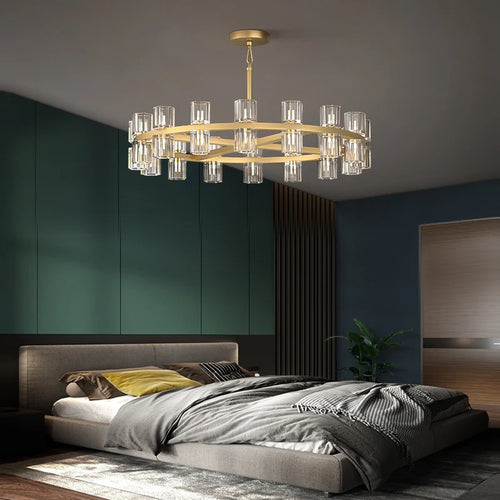 Classic black and gold crystal pendant light with elegant design - vue 7 sur 13