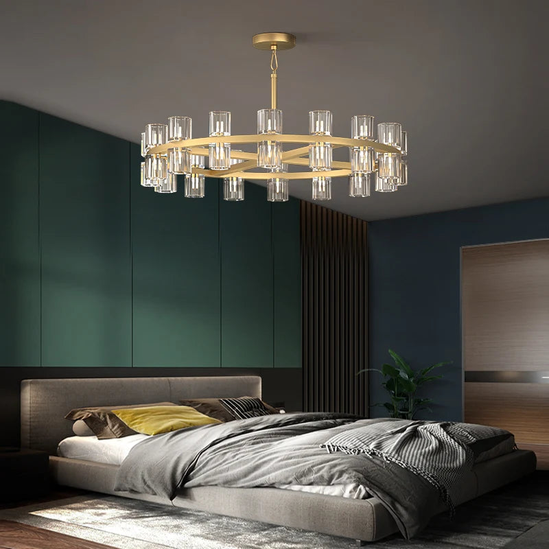 Classic black and gold crystal pendant light with elegant design - vue 6 sur 13