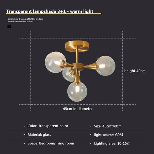 Nordic white glass chandelier for indoor lighting - vue 11 sur 23