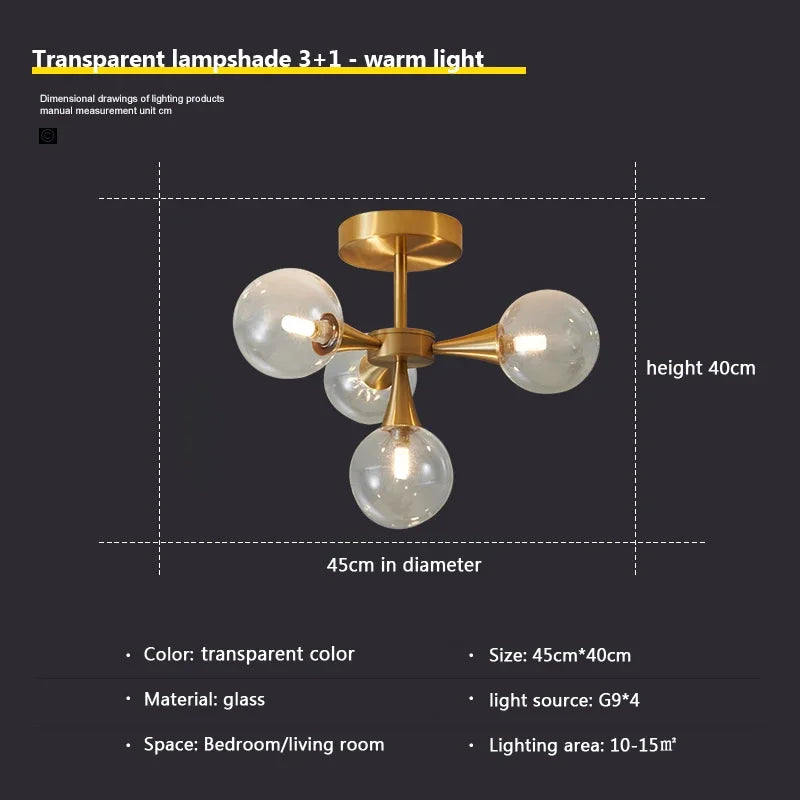 Nordic white glass chandelier for indoor lighting - vue 10 sur 23