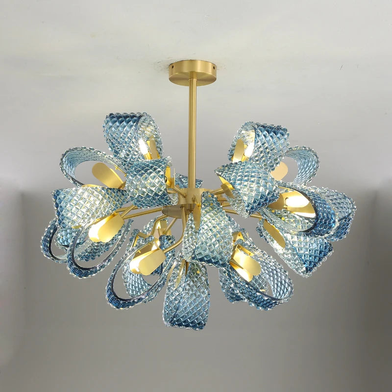 lustre suspendu en verre cristal éclairage moderne pour intérieur - vue 6 sur 21