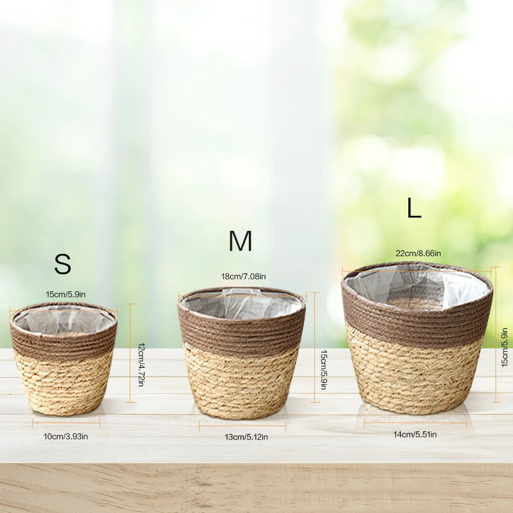 seagrass basket handwoven planter decorative for home - vue 6 sur 8