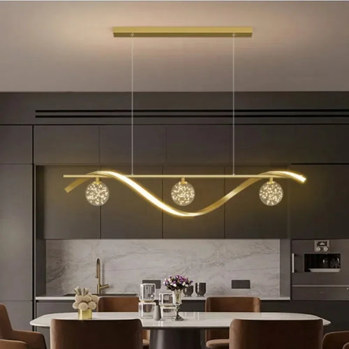 Modern minimalist LED glass chandelier for restaurant - vue 5 sur 8