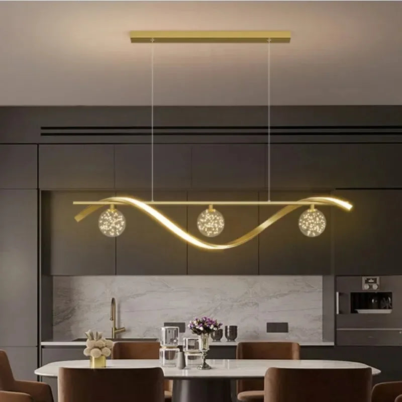 Modern minimalist LED glass chandelier for restaurant - vue 4 sur 8