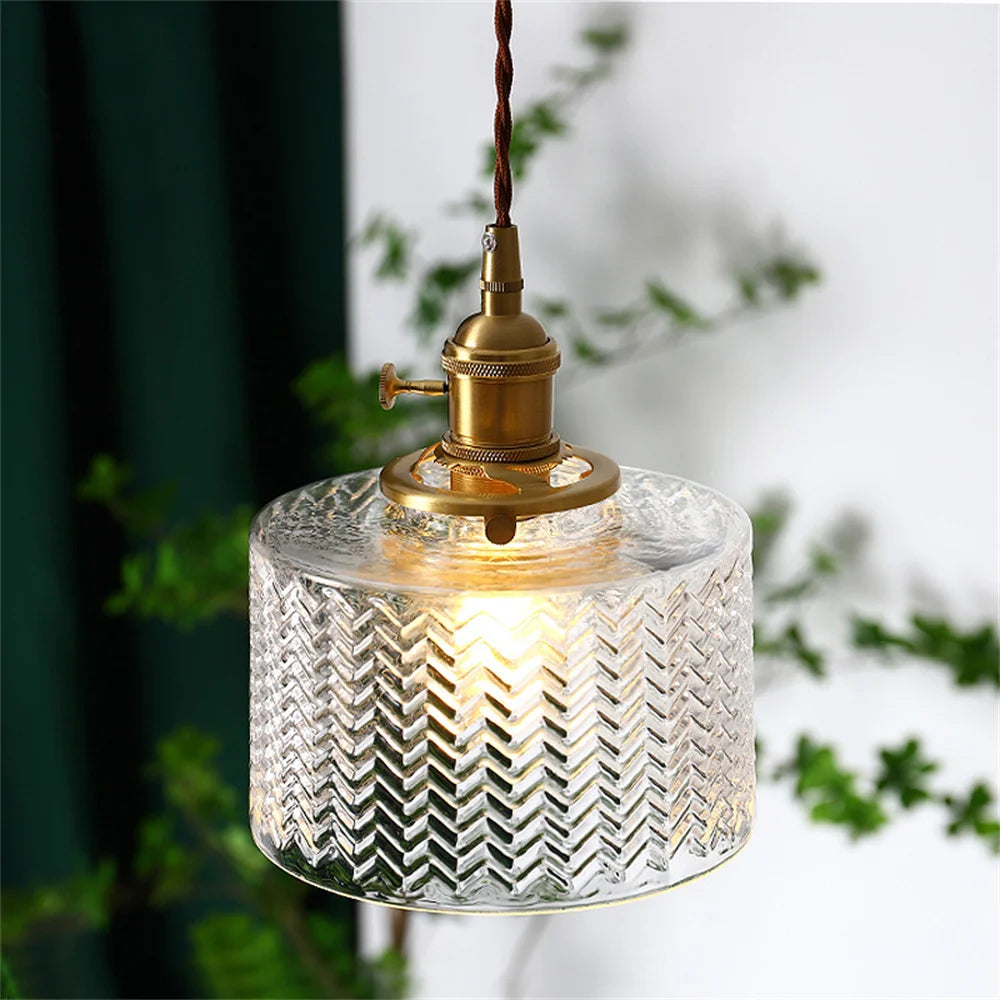 Modern brass LED pendant with glass for home decoration