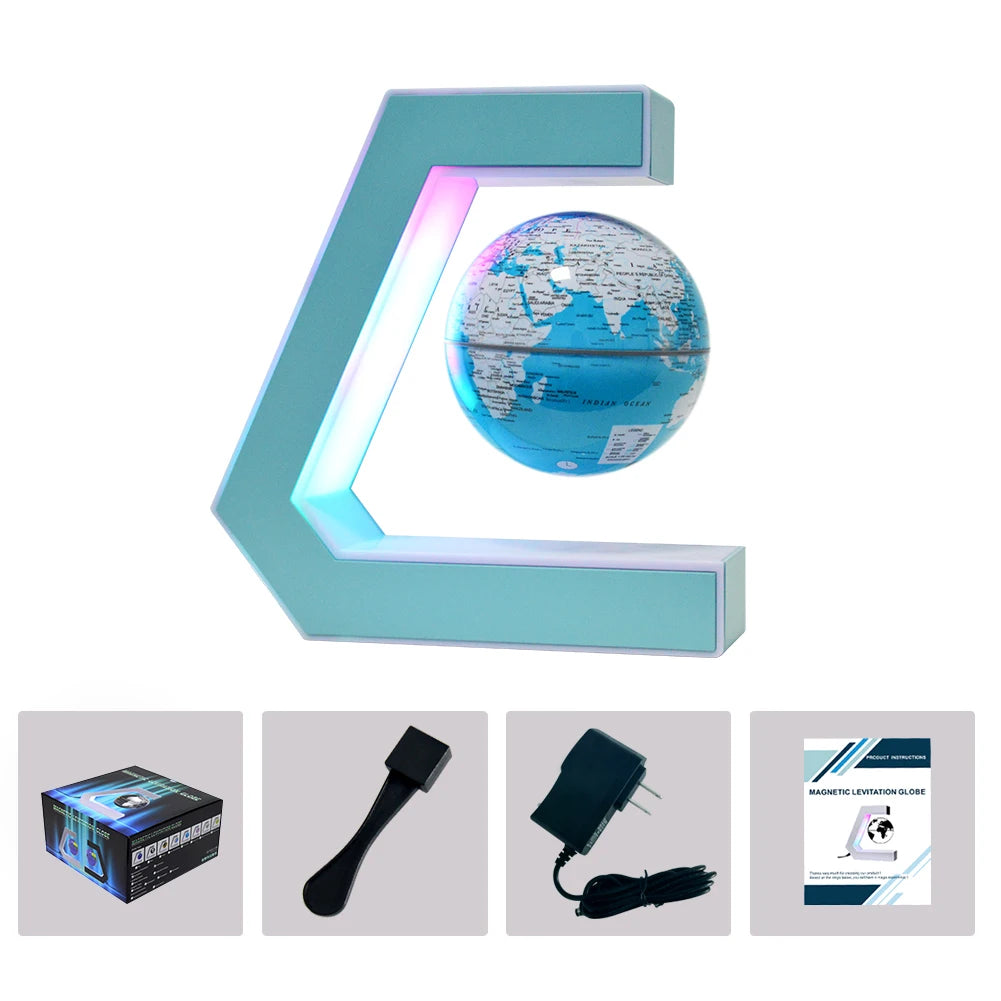 Magnetic Levitating Globe Frame with LED Light Cool Tech Decor Birthday Christmas Gift for Men Boys Boyfriend,Office Desk Gadget - vue 4 sur 7
