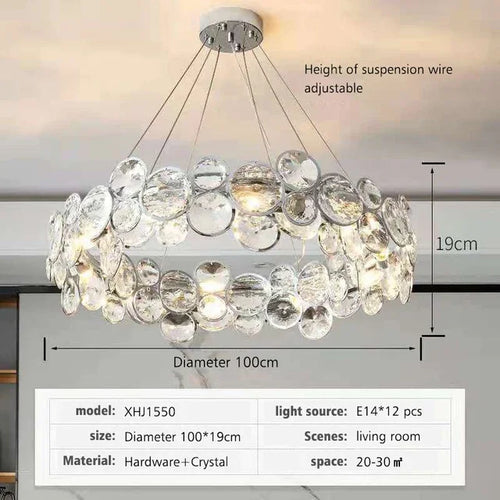 Modern nordic style crystal chandelier for luxurious interiors - vue 10 sur 10
