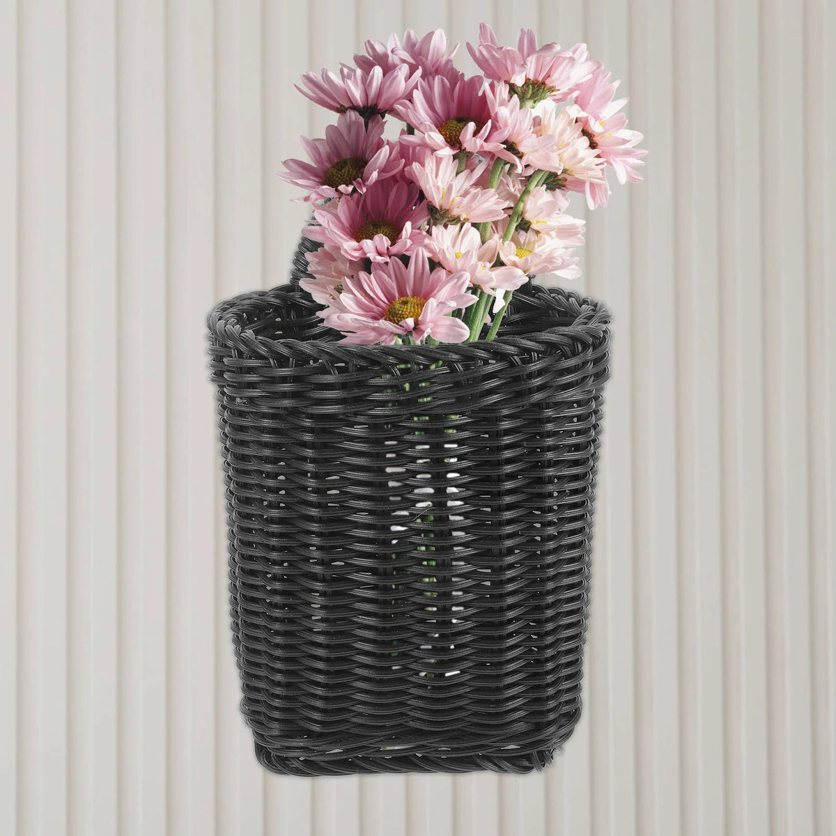 wicker hanging basket for flower wall decoration - vue 6 sur 7