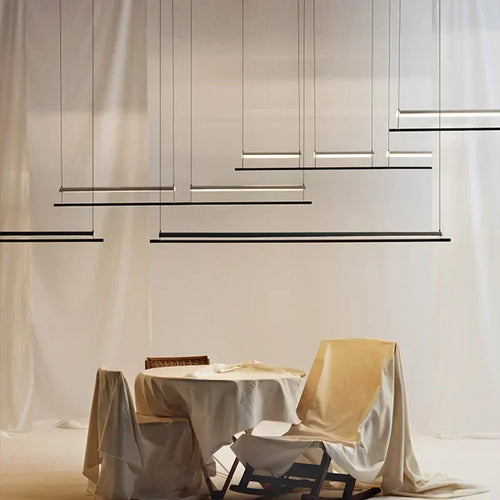 Modern nordic pendant light with long minimalist design - vue 4 sur 12