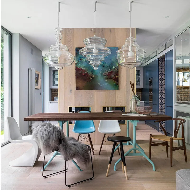 Vintage industrial glass pendant light for artistic lighting - vue 3 sur 15