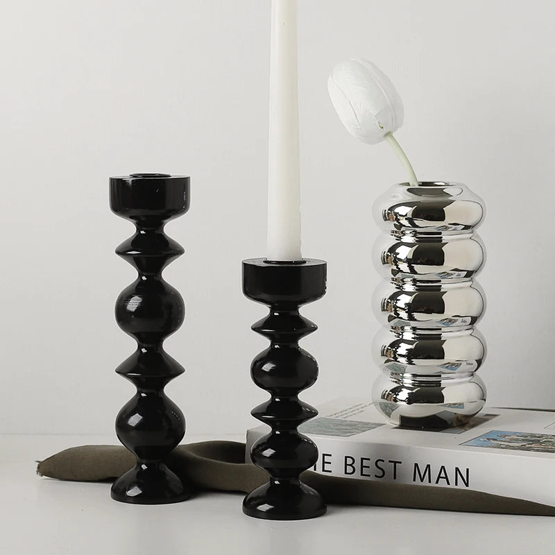 Wooden candle holder for nordic table decoration
