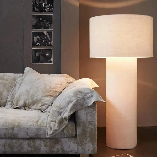 tubular fabric LED floor lamp for modern lighting - vue 4 sur 14