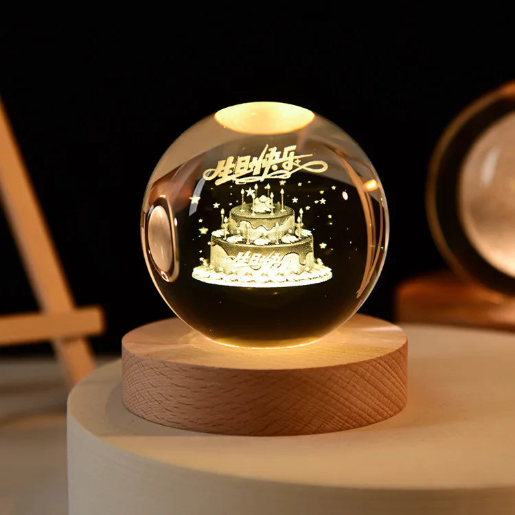 3D crystal ball solar system engraved decorative gift - vue 19 sur 32