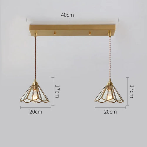 Nordic glass LED pendant light with gold body - vue 20 sur 20