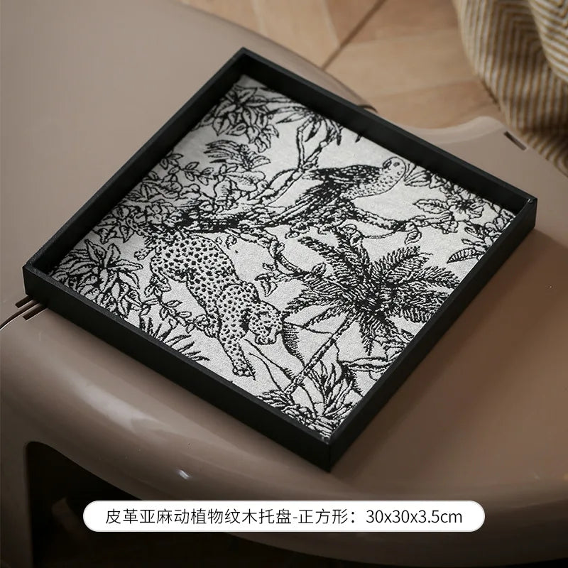 retro decorative leather tray for storage and display - vue 8 sur 8