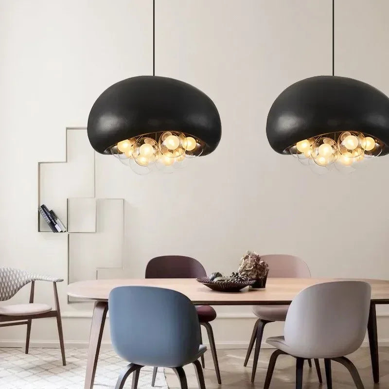 Minimalist wabi sabi style pendant chandelier with LED lighting