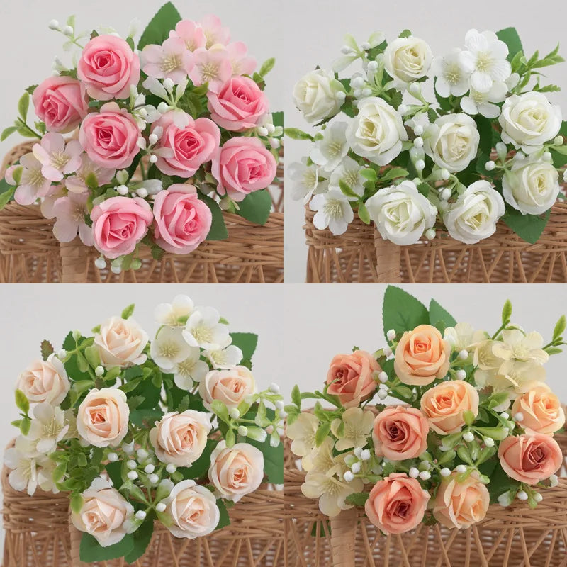 Artificial wedding flowers bouquet roses hydrangea floral decoration