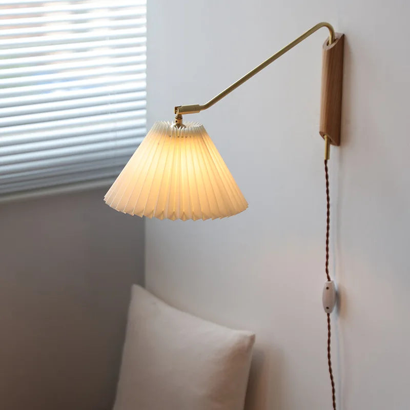 Copper wall lamp with switch and rotating LED light