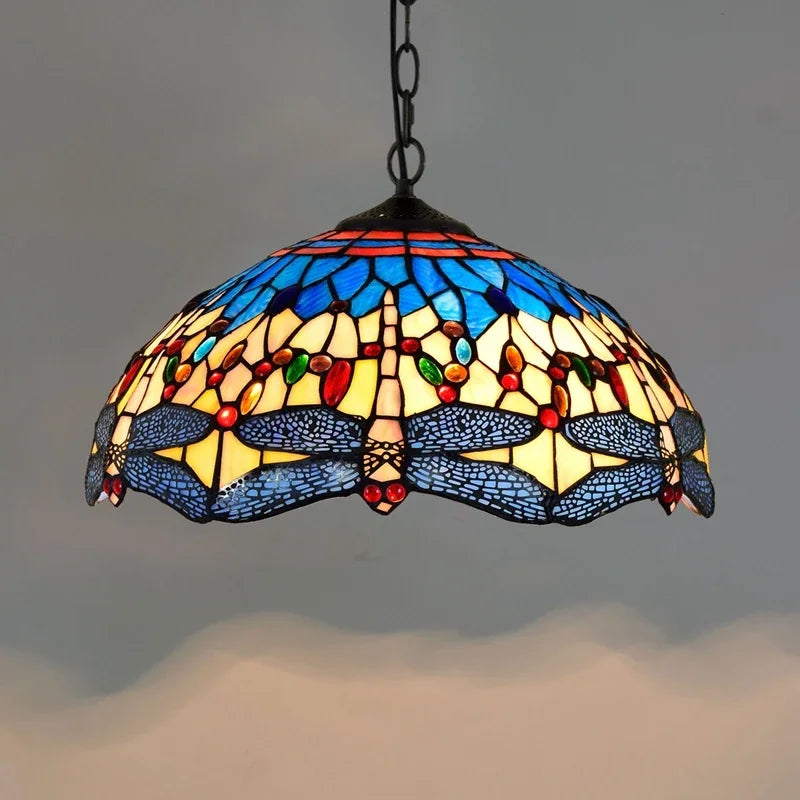 Lustre en verre coloré Tiffany rétro européen - vue 27 sur 29