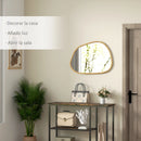 homcom irregular shape wall mirror natural wood frame