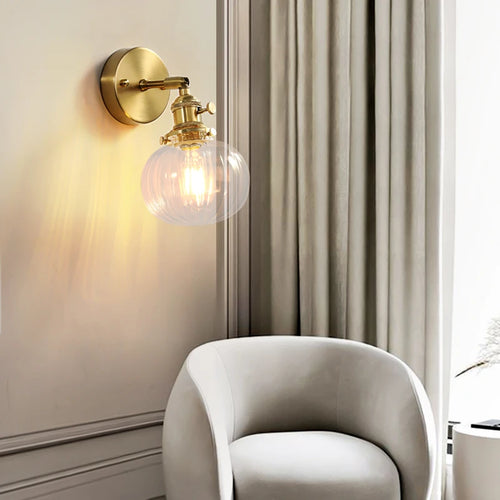 Nordic copper wall light with glass LED shade - vue 4 sur 11