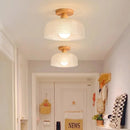 Nordic Wooden Ceiling Light Frosted Glass Lamp Living Room Aisle Bedroom Cloakroom Balcony Corridor Lamps and Lanterns