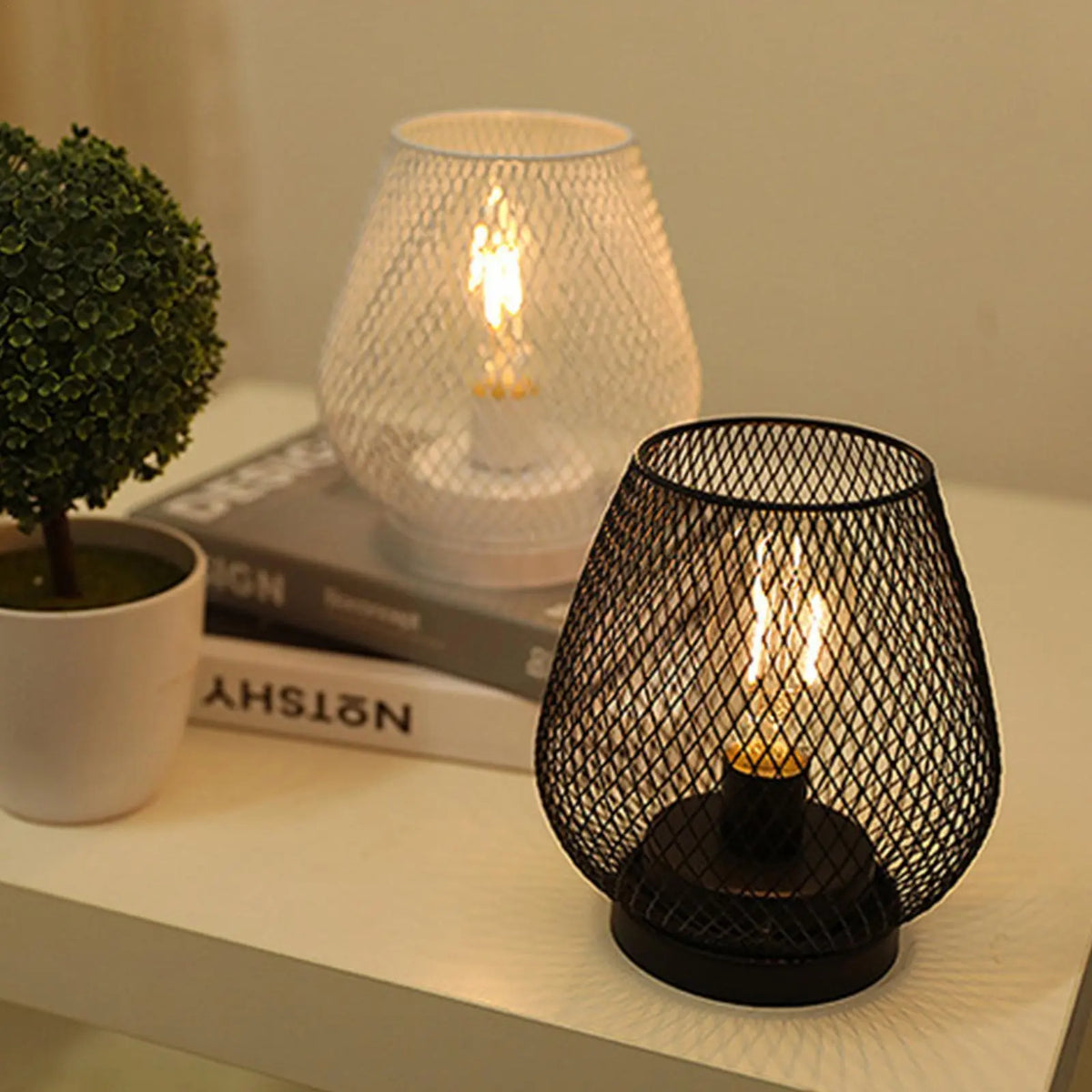 Metal cage LED candle cordless lamp for weddings and home decor