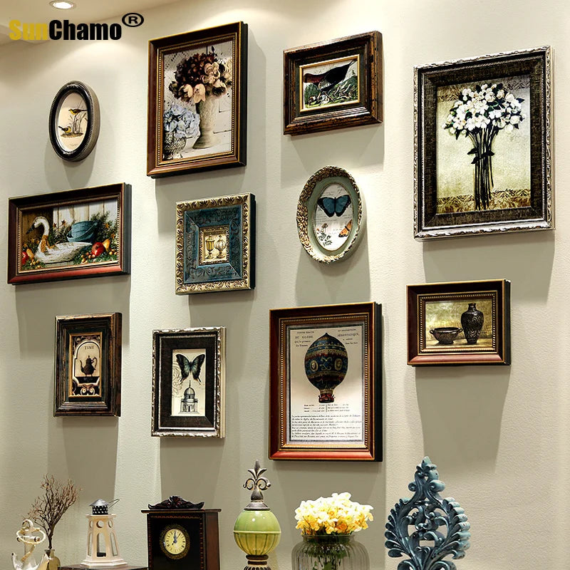Retro wooden photo frame for home decor