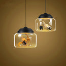 Cartoon animal glass pendant light for interior decoration