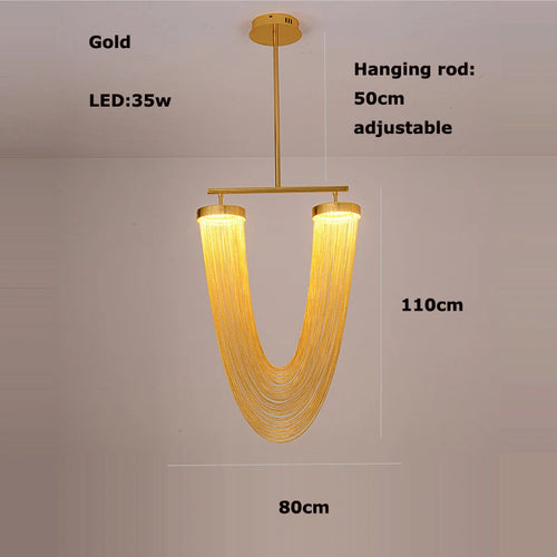 lustre art déco led dimmable en aluminium doré design élégant moderne - vue 9 sur 21