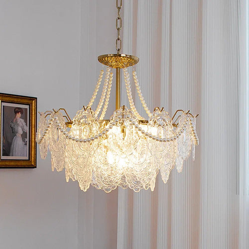 Modern clear glass French style luxury pendant light - vue 3 sur 18
