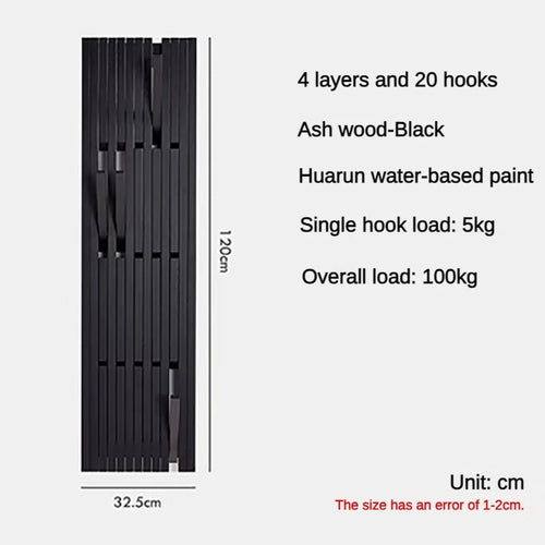 wooden wall coat rack for clothes and keys - vue 10 sur 18