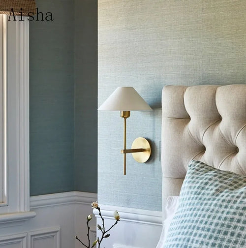 Designer fabric wall light for modern indoor lighting - vue 3 sur 8