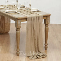 Retro boho cotton gauze table runner wedding