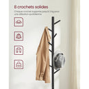 VASAGLE Standing Coat Rack, Solid Wood Coat Rack, Tree-Shaped Coat Rack with 8 Hooks, 3 Height Options, for Clothes, Hats, Bags
